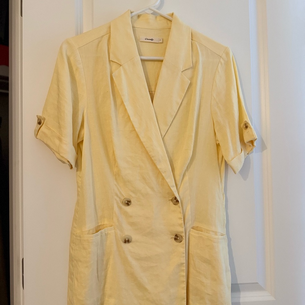 Vintage Women's Butter Yellow Linen Blazer- Size S